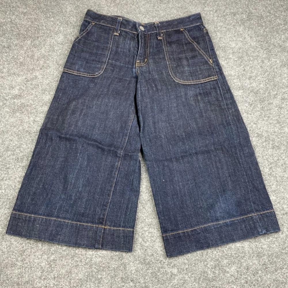 Muji Wide Leg Crop capri Jeans dark wash